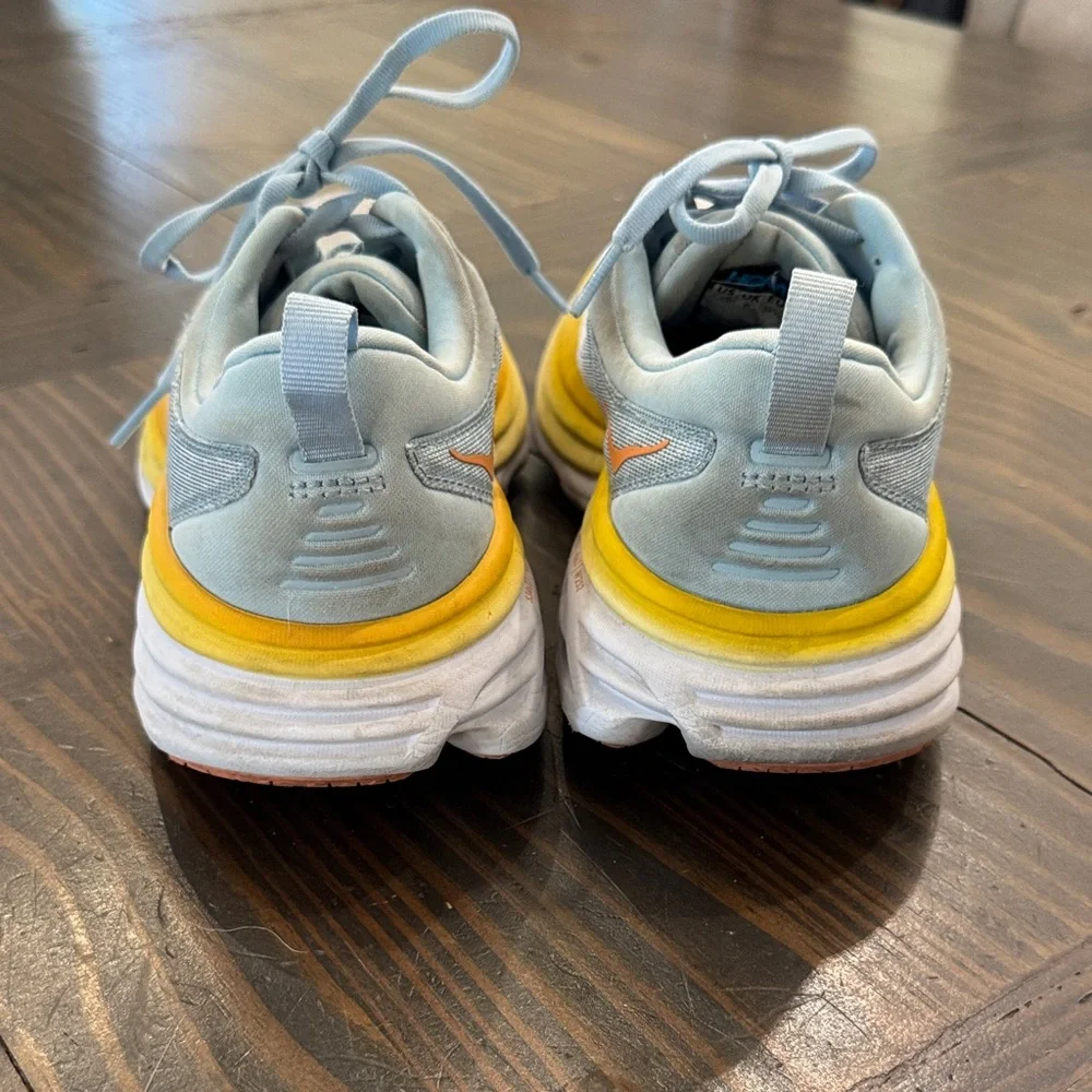 Hoka Sky Blue, Yellow & Coral Running Shoes - Picture 4 of 6